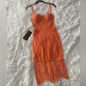 bebe Orange Lace Chemise